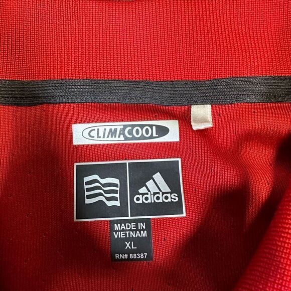 Adidas Men’s Size XL ClimaCool Polo Shirt Red Striped Multicolor Short Sleeve - Picture 2 of 6